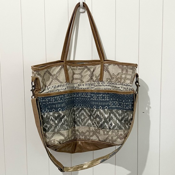 Southwestern Print  Canvas Leather Diaper Bag Baby Bag - Picture 7 of 15